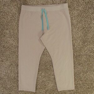 Figs Women's Pants in Beige with Teal Drawstring